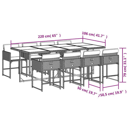 9 Piece Garden Dining Set with Cushions Black Poly Rattan