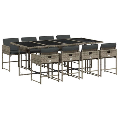 Garden Dining Set | Grey | Poly Rattan | 8-seater | Foldable