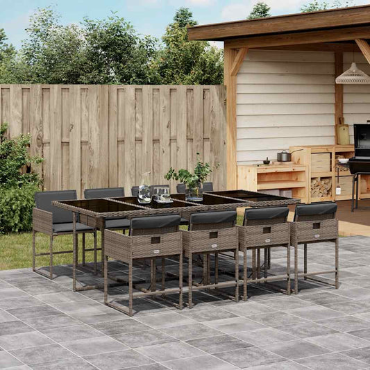 Garden Dining Set | Grey | Poly Rattan | 8-seater | Foldable