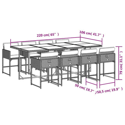 Garden Dining Set | Beige and Black | Poly Rattan and Tempered Glass