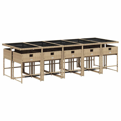 Garden Dining Set | Beige, Cream White, Black | PE Rattan | 10-seater