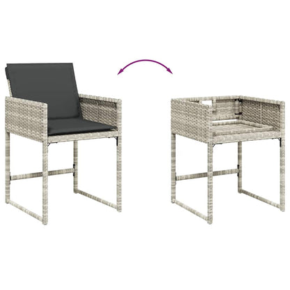 11 Piece Garden Dining Set with Cushions Light Grey Poly Rattan
