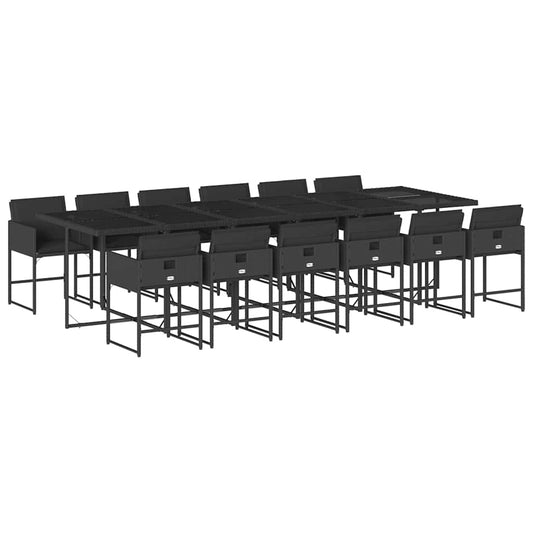 Garden Dining Set | Black | PE Rattan | 13-piece set for 12 people