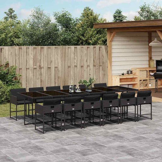 Garden Dining Set | Black | PE Rattan | 13-piece set for 12 people