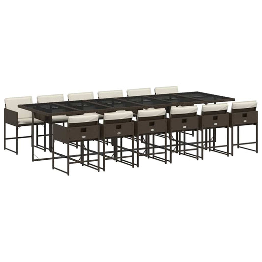 Garden Dining Set | Brown | PE Rattan | 13 Piece | Foldable