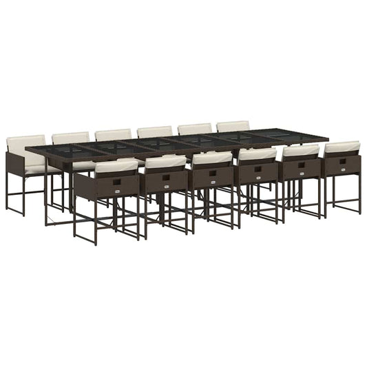 Garden Dining Set | Brown | PE Rattan | 13 Piece | Foldable
