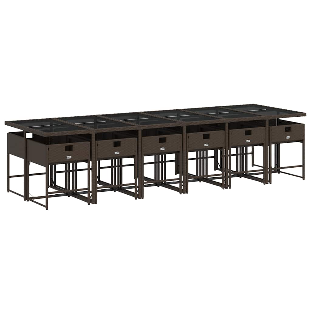 Garden Dining Set | Brown | PE Rattan | 13 Piece | Foldable