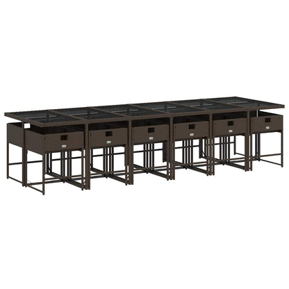 Garden Dining Set | Brown | PE Rattan | 13 Piece | Foldable