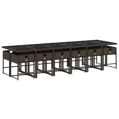 Garden Dining Set | Brown | PE Rattan | 13 Piece | Foldable