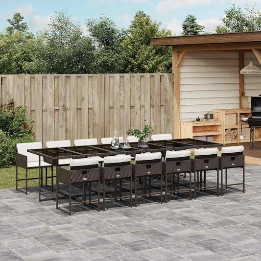 Garden Dining Set | Brown | PE Rattan | 13 Piece | Foldable