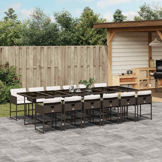Garden Dining Set | Brown | PE Rattan | 13 Piece | Foldable