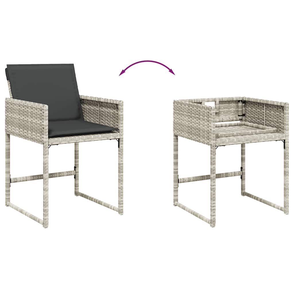 9 Piece Garden Dining Set with Cushions Light Grey Poly Rattan