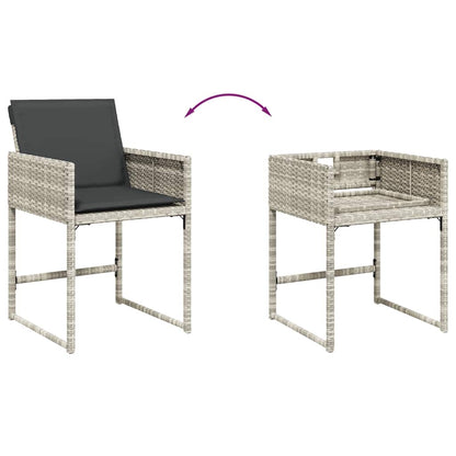 11 Piece Garden Dining Set with Cushions Light Grey Poly Rattan
