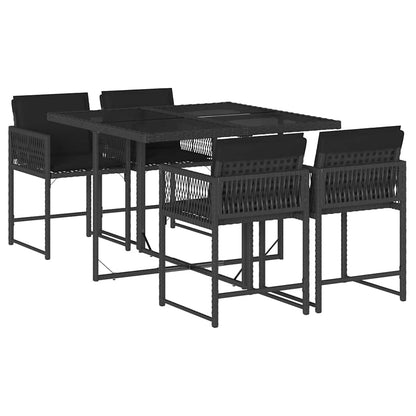Garden Dining Set | Black | PE rattan | Four-seater | Foldable