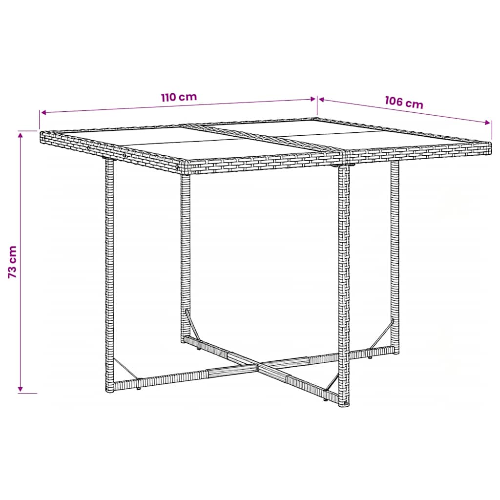 Garden Dining Set | Black | PE rattan | Four-seater | Foldable