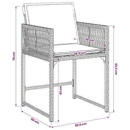 Garden Dining Set | Black | PE rattan | Four-seater | Foldable