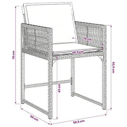 5 Piece Garden Dining Set with Cushions Grey Poly Rattan