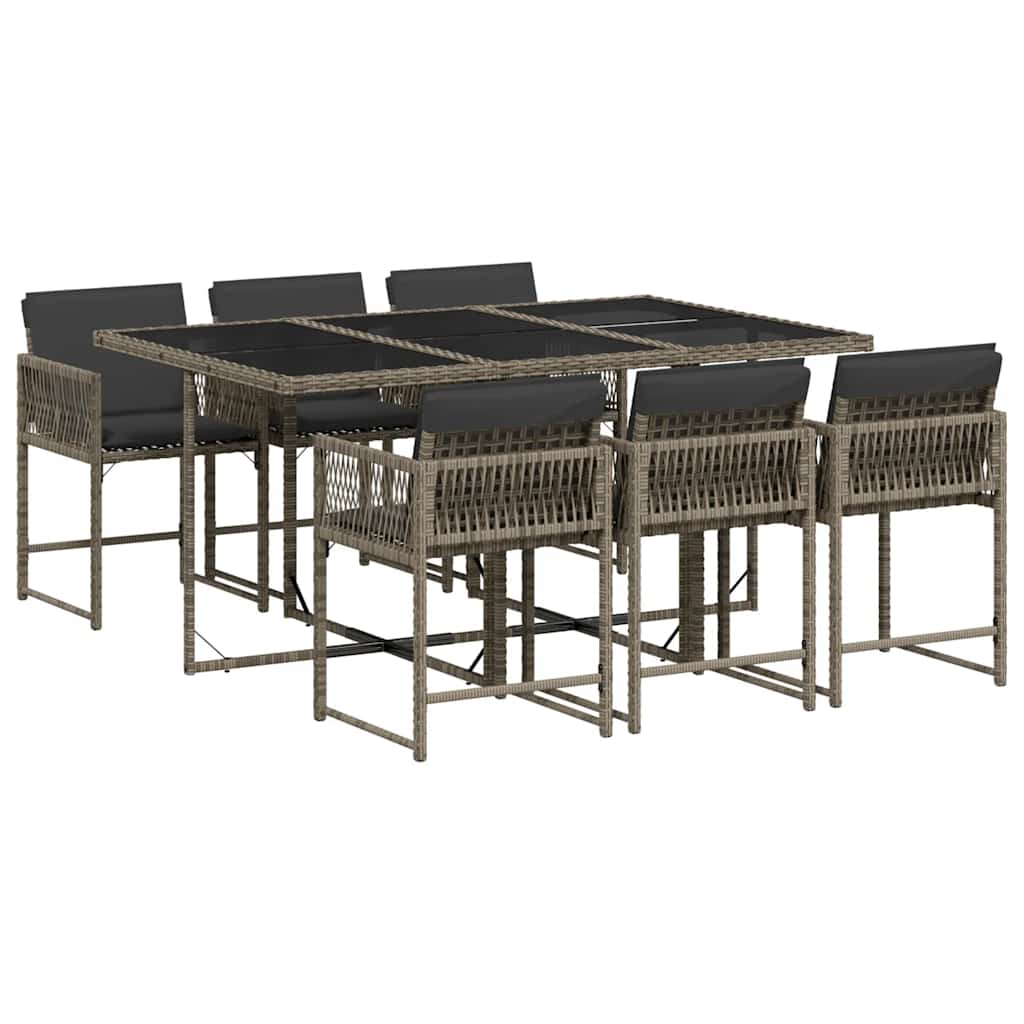 Garden Dining Set | Grey | PE Rattan | 6-Seater | Foldable