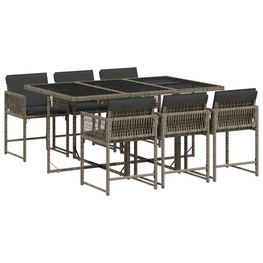 Garden Dining Set | Grey | PE Rattan | 6-Seater | Foldable