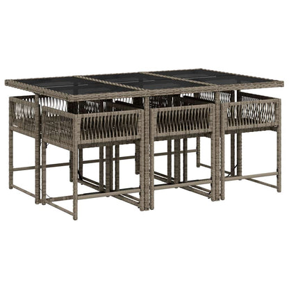 Garden Dining Set | Grey | PE Rattan | 6-Seater | Foldable