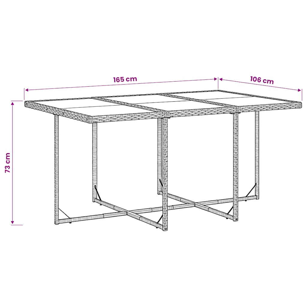 Garden Dining Set | Grey | PE Rattan | 6-Seater | Foldable