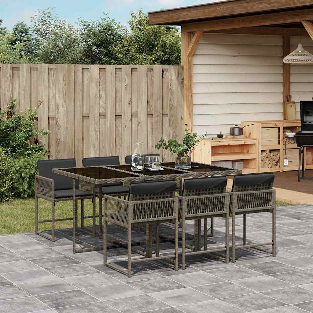 Garden Dining Set | Grey | PE Rattan | 6-Seater | Foldable
