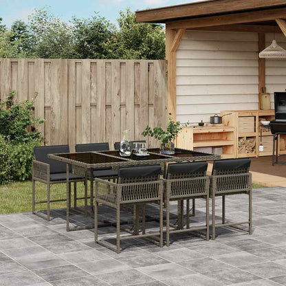 Garden Dining Set | Grey | PE Rattan | 6-Seater | Foldable