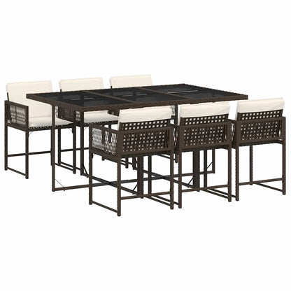 Garden Dining Set | Brown | Poly Rattan | 6-seater | Foldable