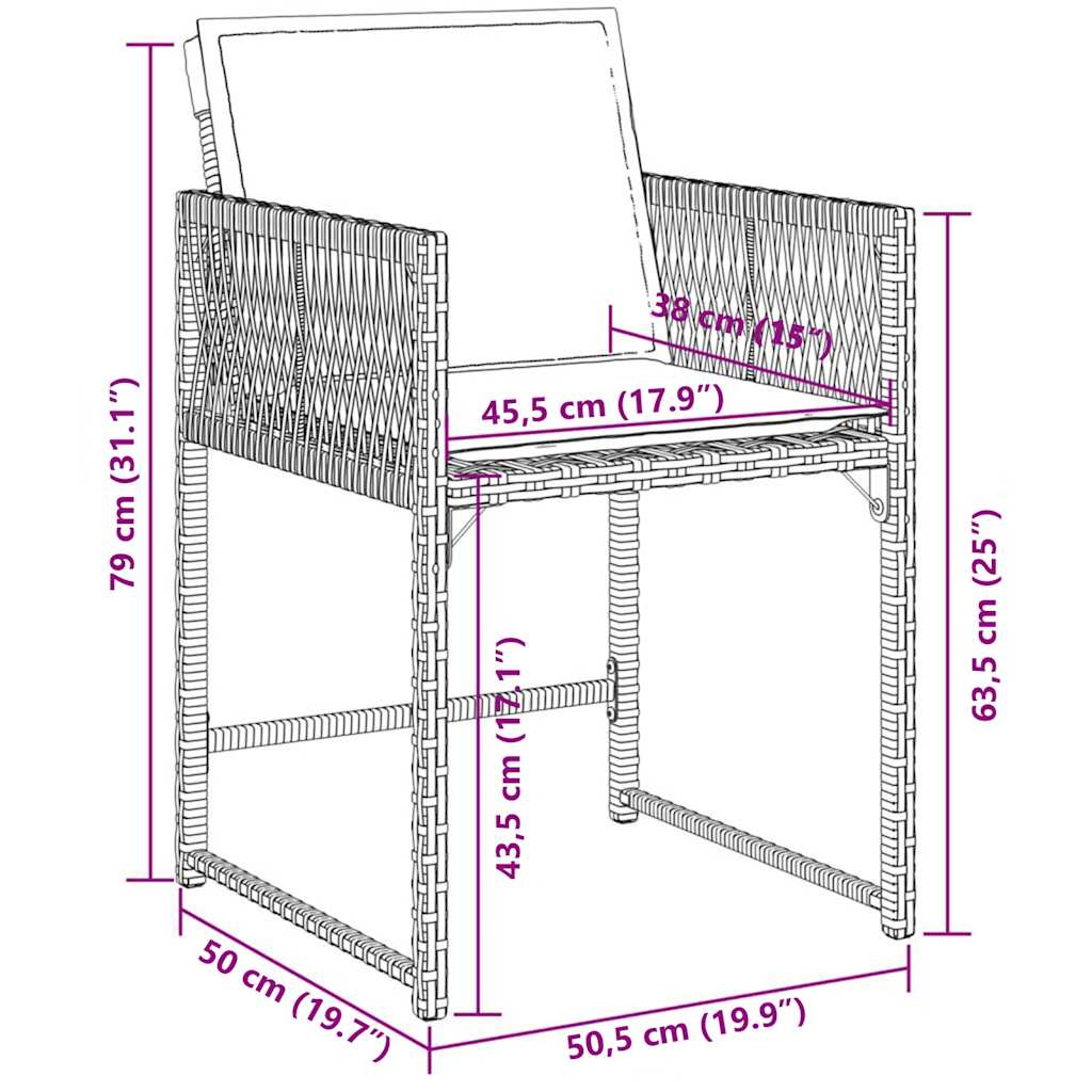Garden Dining Set | Brown | Poly Rattan | 6-seater | Foldable