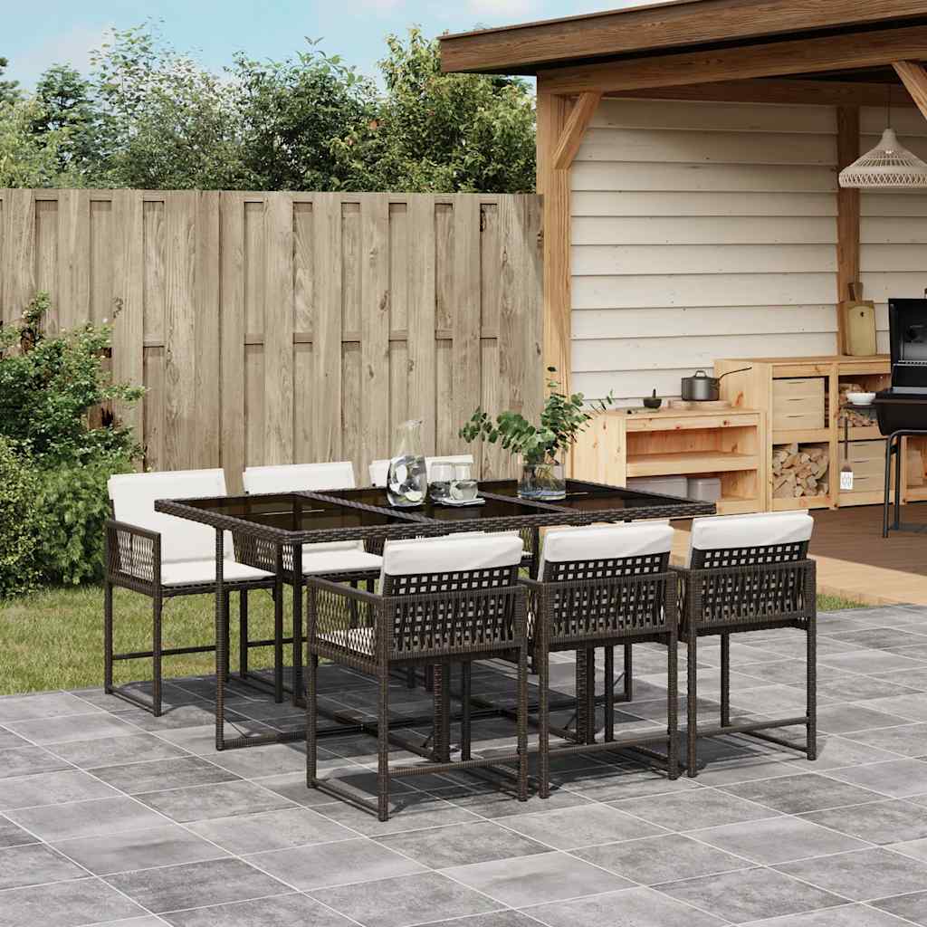 Garden Dining Set | Brown | Poly Rattan | 6-seater | Foldable