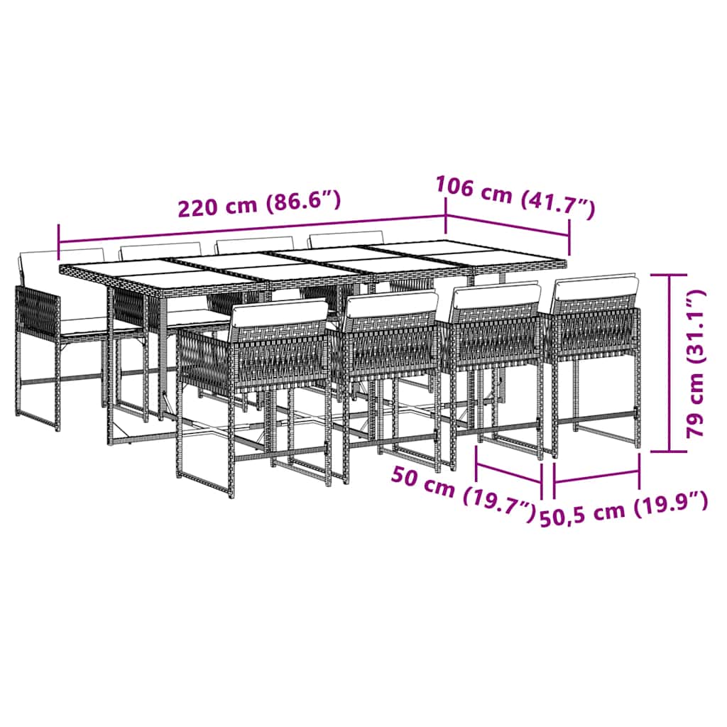 Garden Dining Set | Mix beige, Light grey, Black