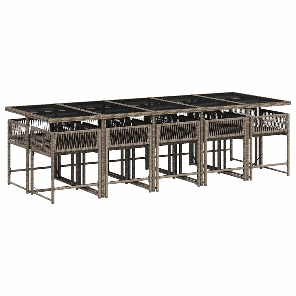 Garden Dining Set | Grey | PE Rattan | 11 Piece Set | Foldable