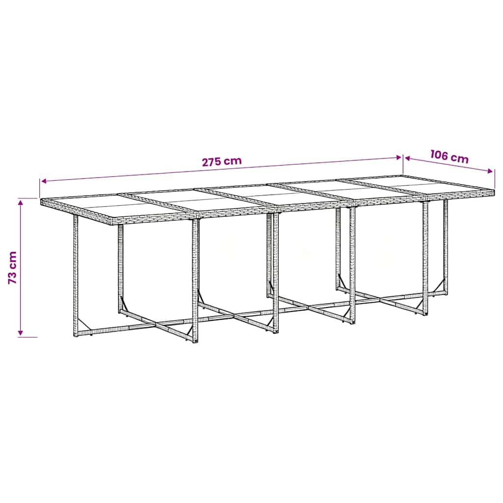11 Piece Garden Dining Set with Cushions Grey Poly Rattan