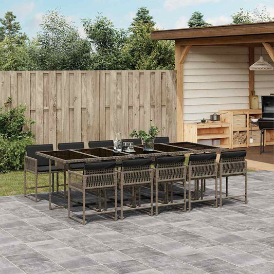Garden Dining Set | Grey | PE Rattan | 11 Piece Set | Foldable