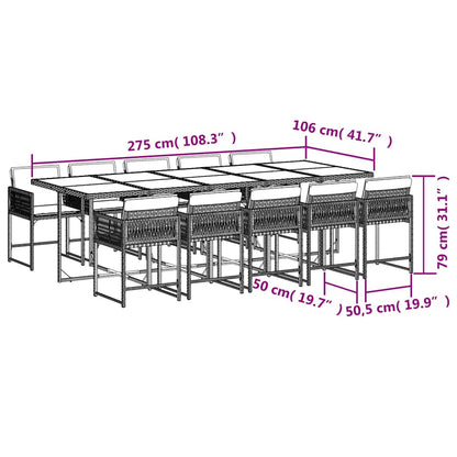 11 Piece Garden Dining Set with Cushions Mix Beige Poly Rattan