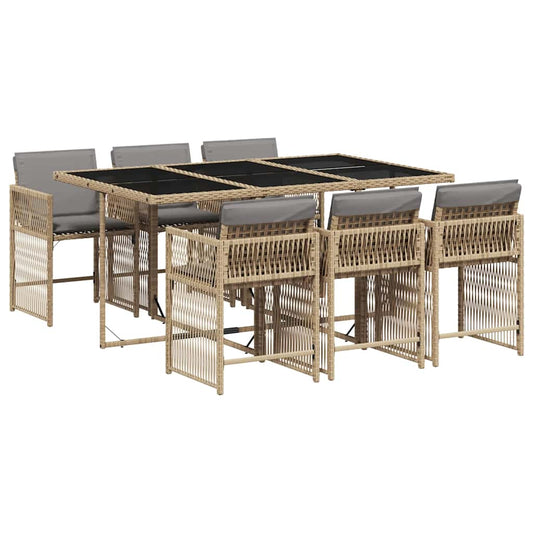 Garden Dining Set | Mix beige | PE rattan | Medium | Stackable