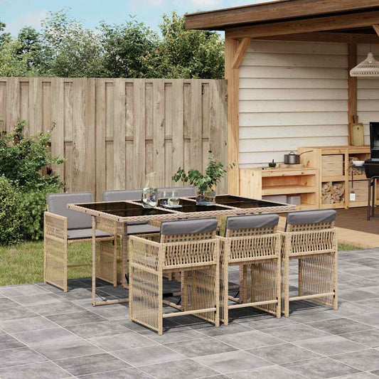 Garden Dining Set | Mix beige | PE rattan | Medium | Stackable