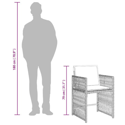 9 Piece Garden Dining Set with Cushions Light Grey Poly Rattan