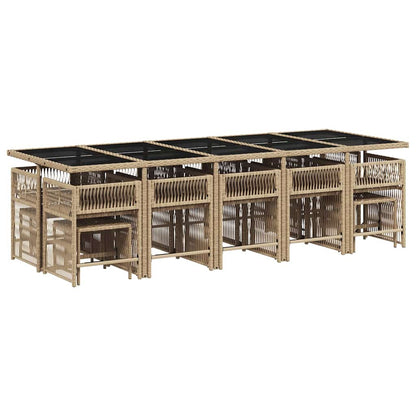 Garden Dining Set | Beige and Cream White | PE Rattan | Large | Stackable