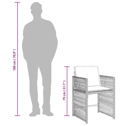 15 Piece Garden Dining Set with Cushions Light Grey Poly Rattan