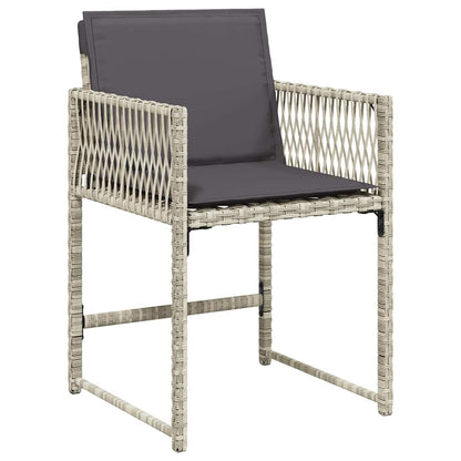 9 Piece Garden Dining Set with Cushions Light Grey Poly Rattan