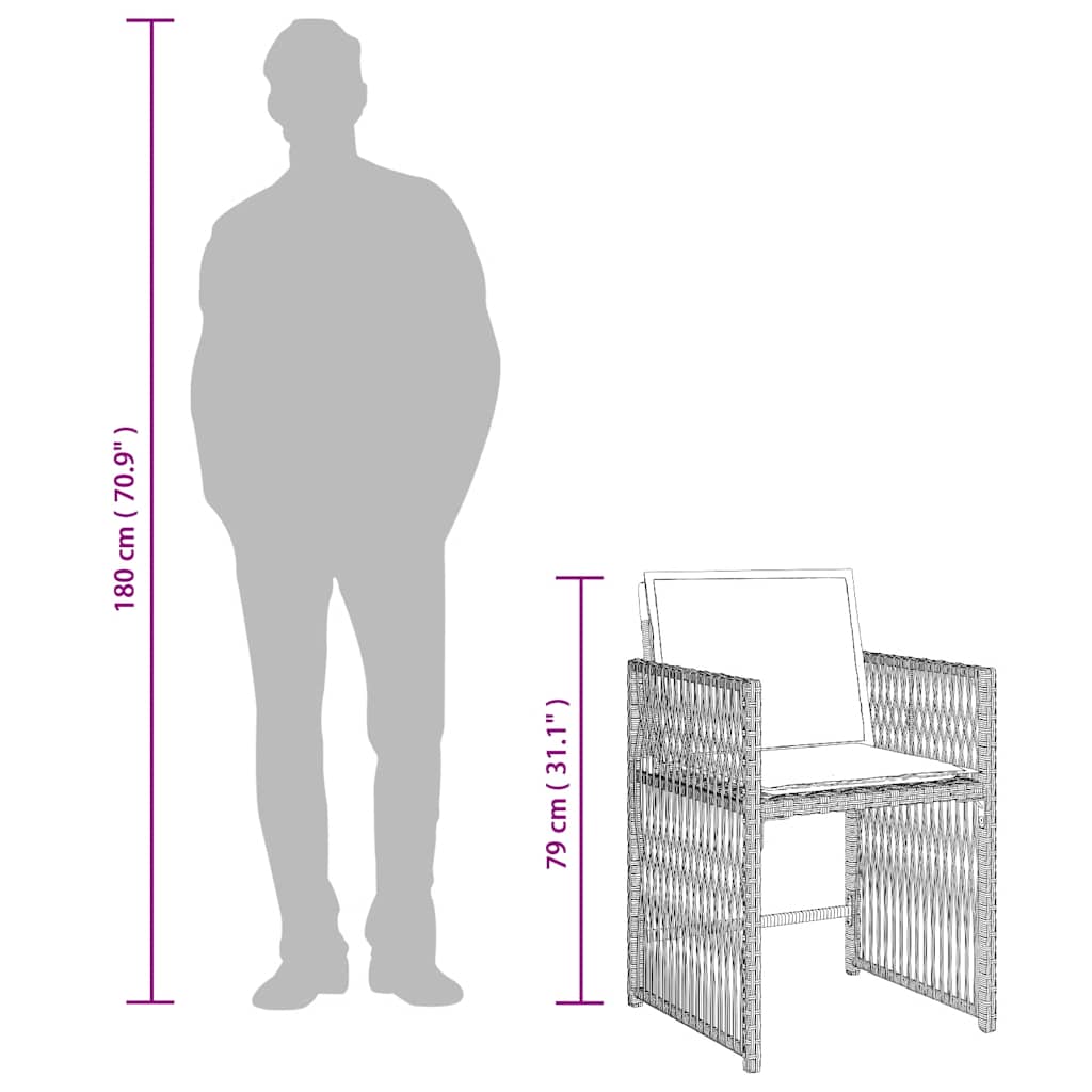 13 Piece Garden Dining Set with Cushions Light Grey Poly Rattan