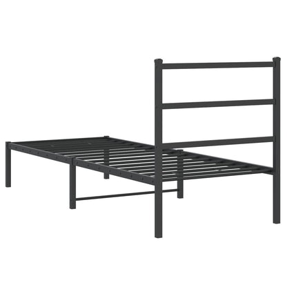 Metal Bed Frame without Mattress with Headboard Black 80x200cm