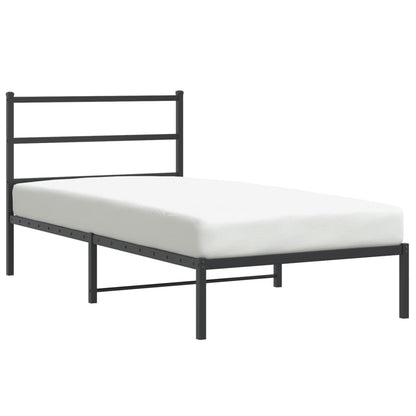 Metal Bed Frame without Mattress with Headboard Black 100x200cm