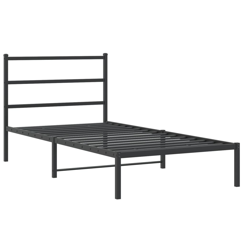 Metal Bed Frame without Mattress with Headboard Black 100x200cm