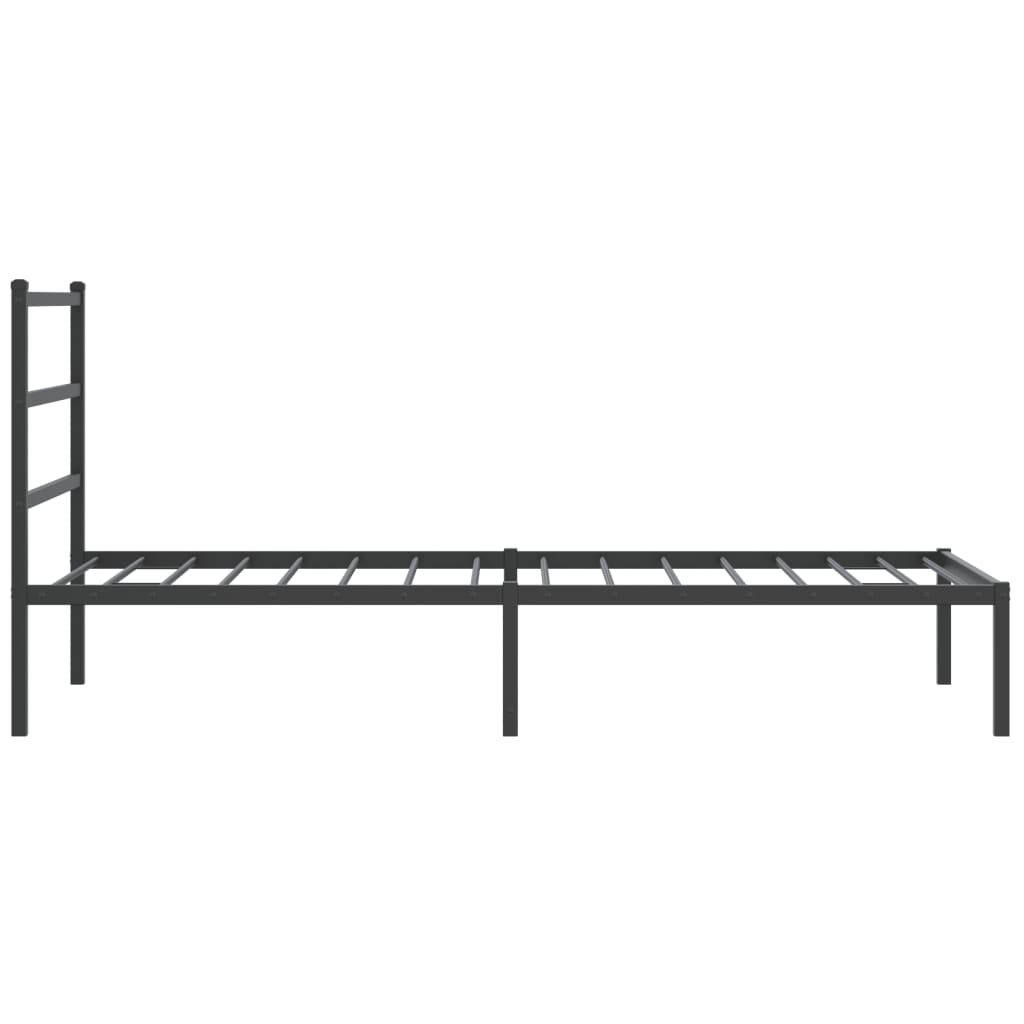 Metal Bed Frame without Mattress with Headboard Black 100x200cm