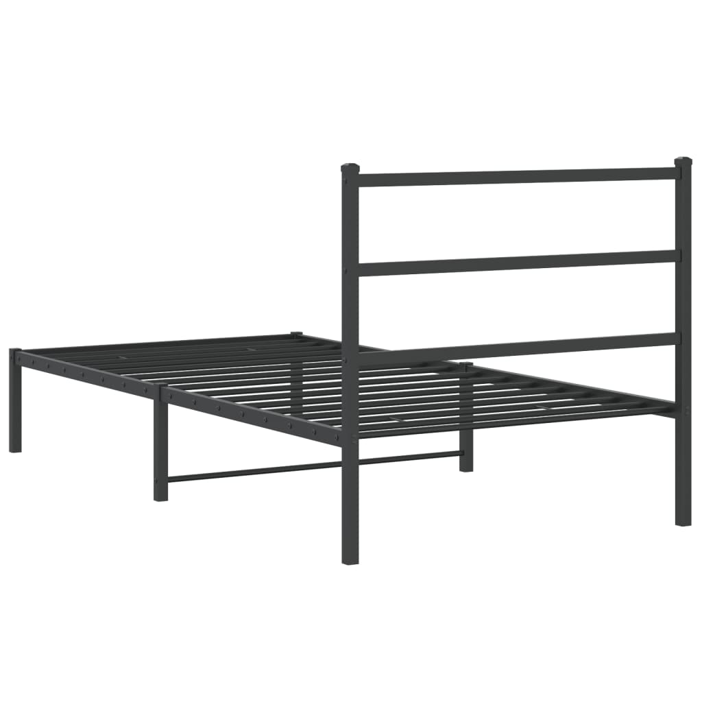 Metal Bed Frame without Mattress with Headboard Black 100x200cm
