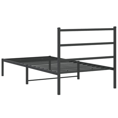 Metal Bed Frame without Mattress with Headboard Black 100x200cm