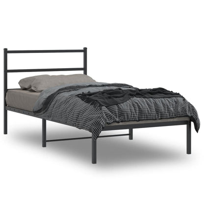 Metal Bed Frame without Mattress with Headboard Black 100x200cm
