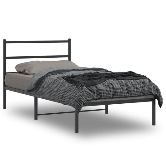 Metal Bed Frame without Mattress with Headboard Black 100x200cm